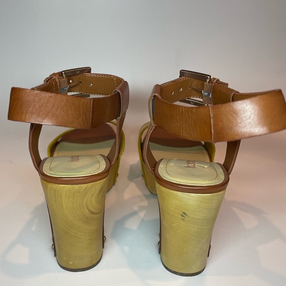 Women Platform Faux wood heels open toe with buckle size 38.5 Macy’s brand - Picture 4 of 10